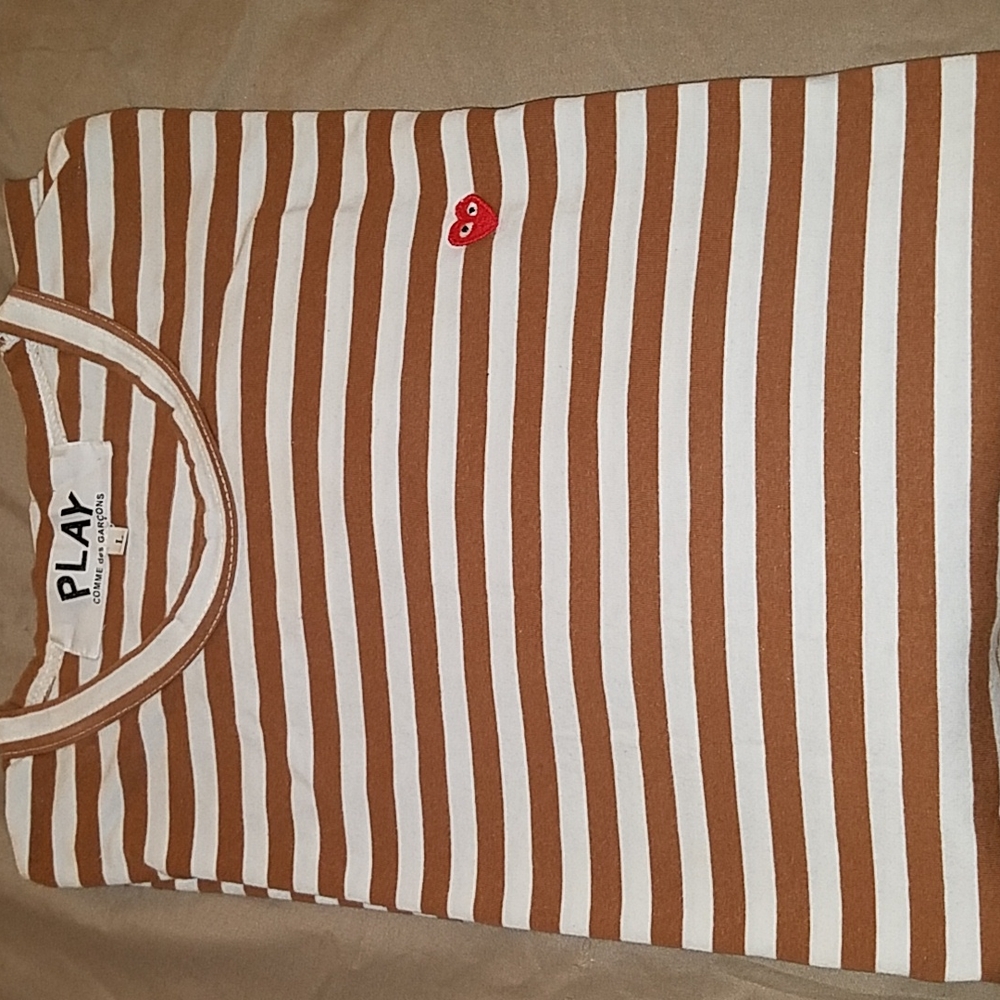CDG Comme Des Garcon stripe long sleev brown large